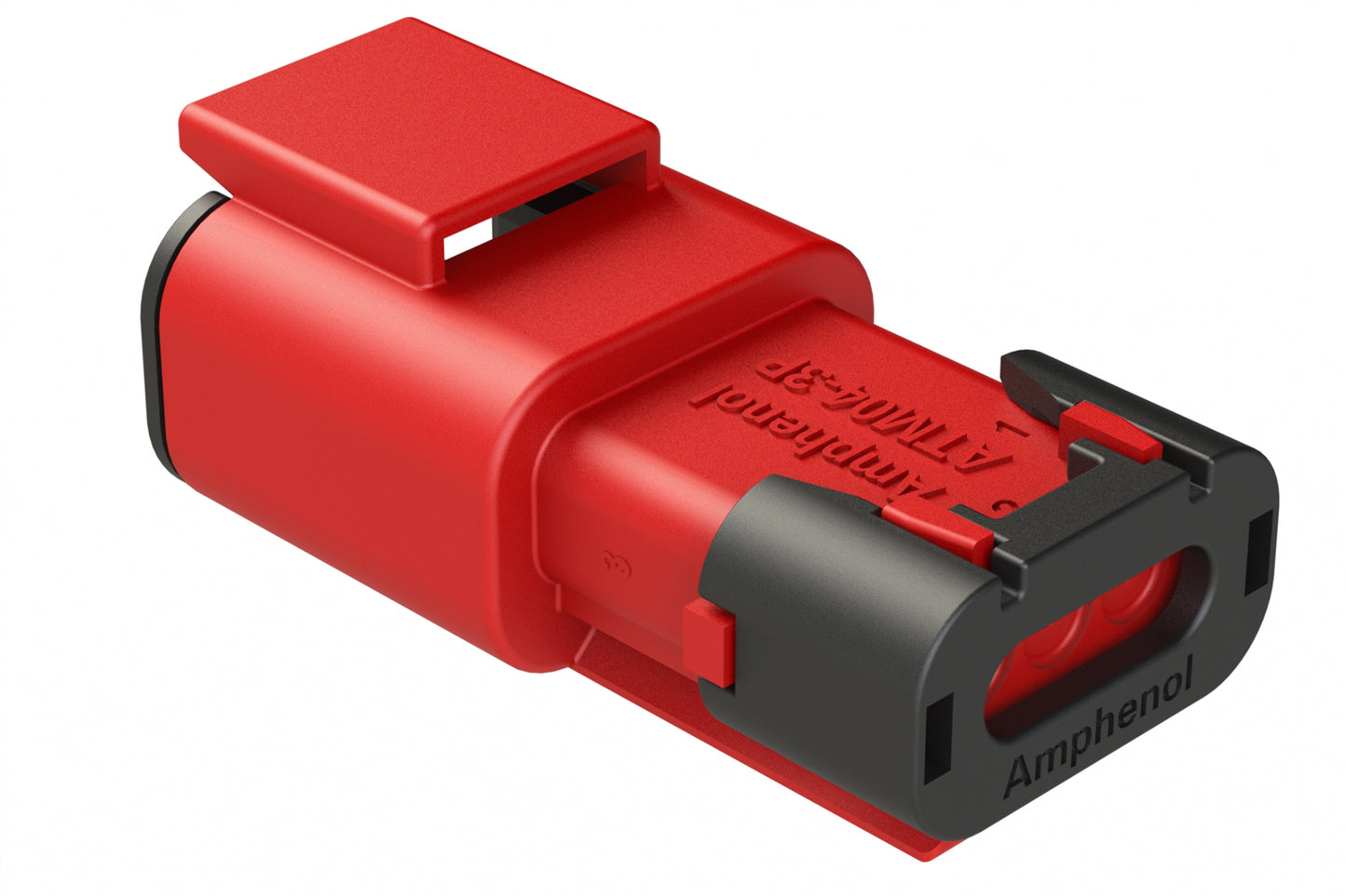 ATM04-3P-SF01RED 3 Position Receptacle, Pin, Snap-Fit End Cap, Red