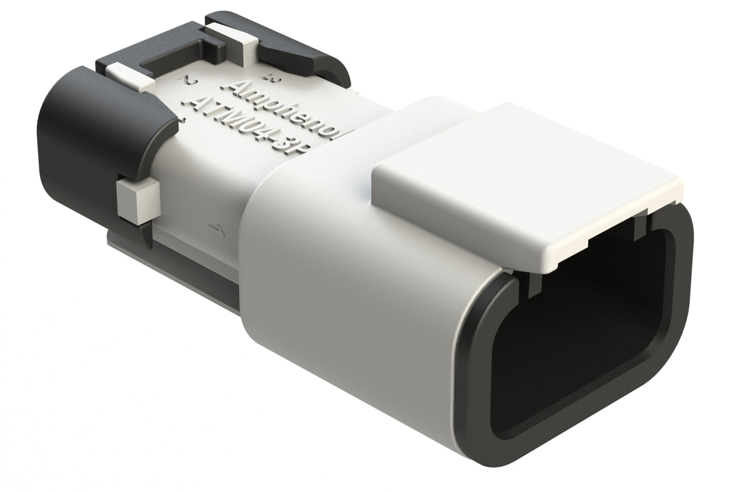 ATM04-3P-SF01WHT 3 Position Receptacle, Pin, Snap-Fit End Cap, White