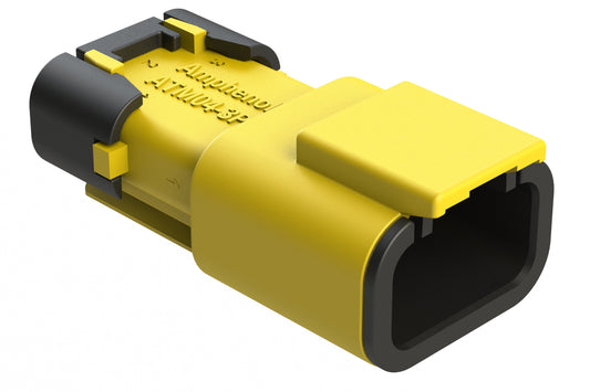 ATM04-3P-SF01YEL 3 Position Receptacle, Pin, Snap-Fit End Cap, Yellow