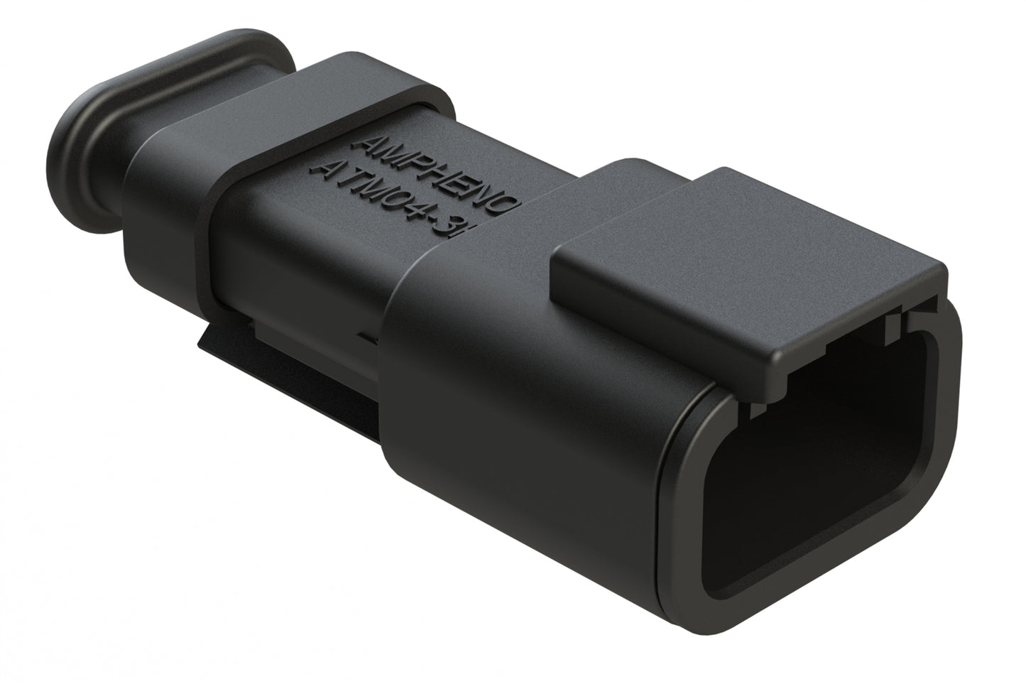 ATM04-3P-SR01BK 3 Position, Receptacle, Pin, Standard Diameter Rear Seal (Red), SR01 Strain Relief, Black Body (Requires Wedgelock AWM-3P.)