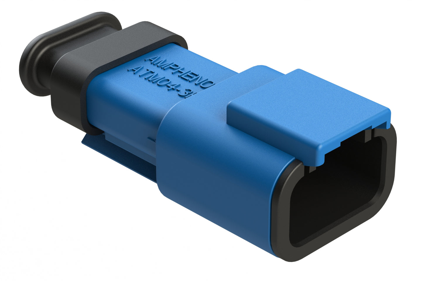 ATM04-3P-SR01BL 3 Position, Receptacle, Pin, Standard Diameter Rear Seal (Red), SR01 Strain Relief, Blue Body (Requires Wedgelock AWM-3P.)