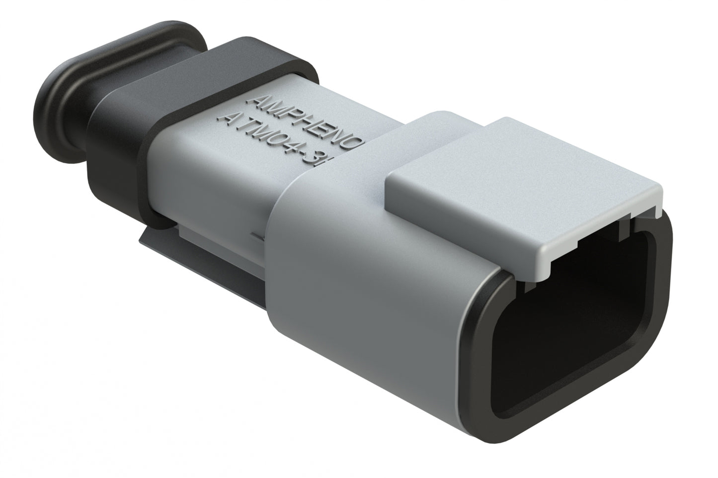 ATM04-3P-SR01GY 3 Position, Receptacle, Pin, Standard Diameter Rear Seal (Red), SR01 Strain Relief, Grey Body (Requires Wedgelock AWM-3P.). DTM04-3P-E007