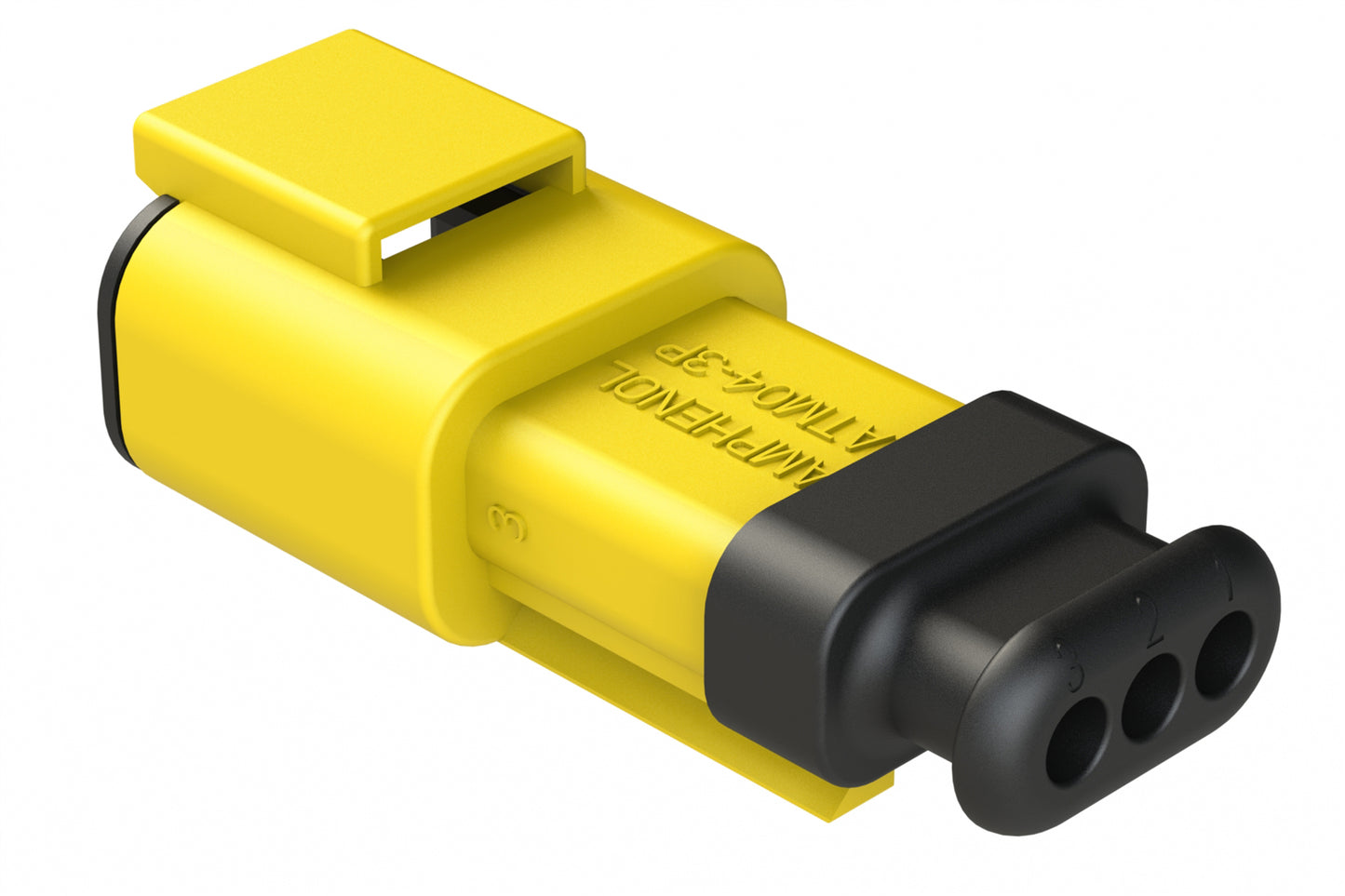 ATM04-3P-SR01YL 3 Position Receptacle, Pin, Standard Diameter Rear Seal, Strain Relief, Yellow