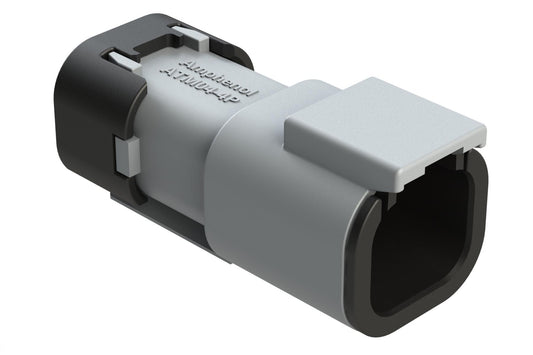 ATM04-4P-SF01 4 Position Receptacle, Pin, Snap-Fit End Cap, Grey. DTM04-4P-E003