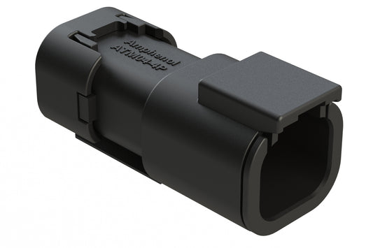 ATM04-4P-SF01BLK 4 Position Receptacle, Pin, Snap-Fit End Cap, Black. DTM04-4P-E005