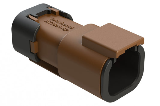 ATM04-4P-SF01BRN 4 Position Receptacle, Pin, Snap-Fit End Cap, Brown