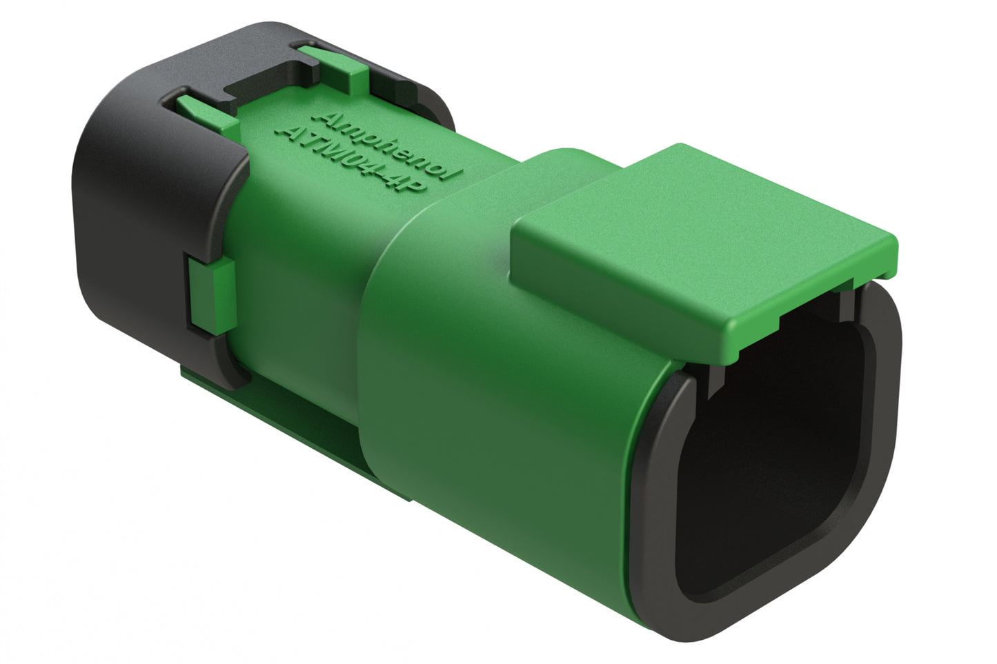 ATM04-4P-SF01GRN 4 Position Receptacle, Pin, Snap-Fit End Cap, Green