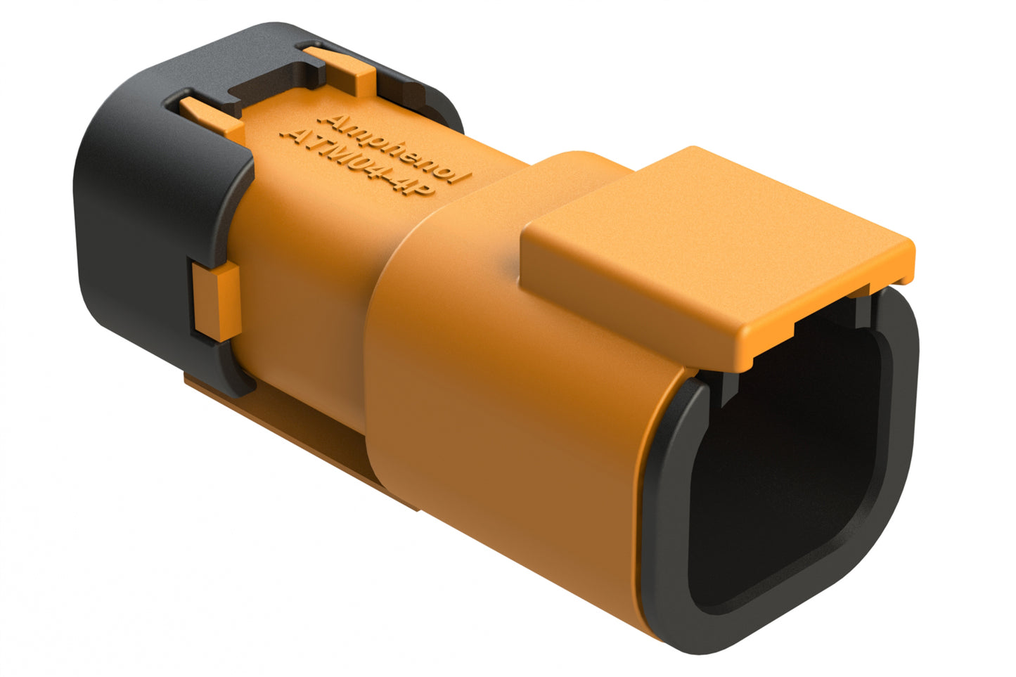 ATM04-4P-SF01ORG 4 Position Receptacle, Pin, Snap-Fit End Cap, Orange