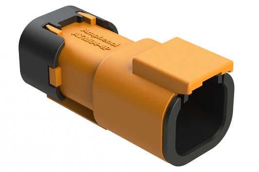 ATM04-4P-SF01ORG 4 Position Receptacle, Pin, Snap-Fit End Cap, Orange