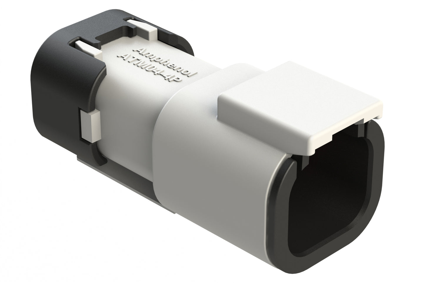 ATM04-4P-SF01WHT 4 Position Receptacle, Pin, Snap-Fit End Cap, White