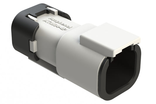 ATM04-4P-SF01WHT 4 Position Receptacle, Pin, Snap-Fit End Cap, White
