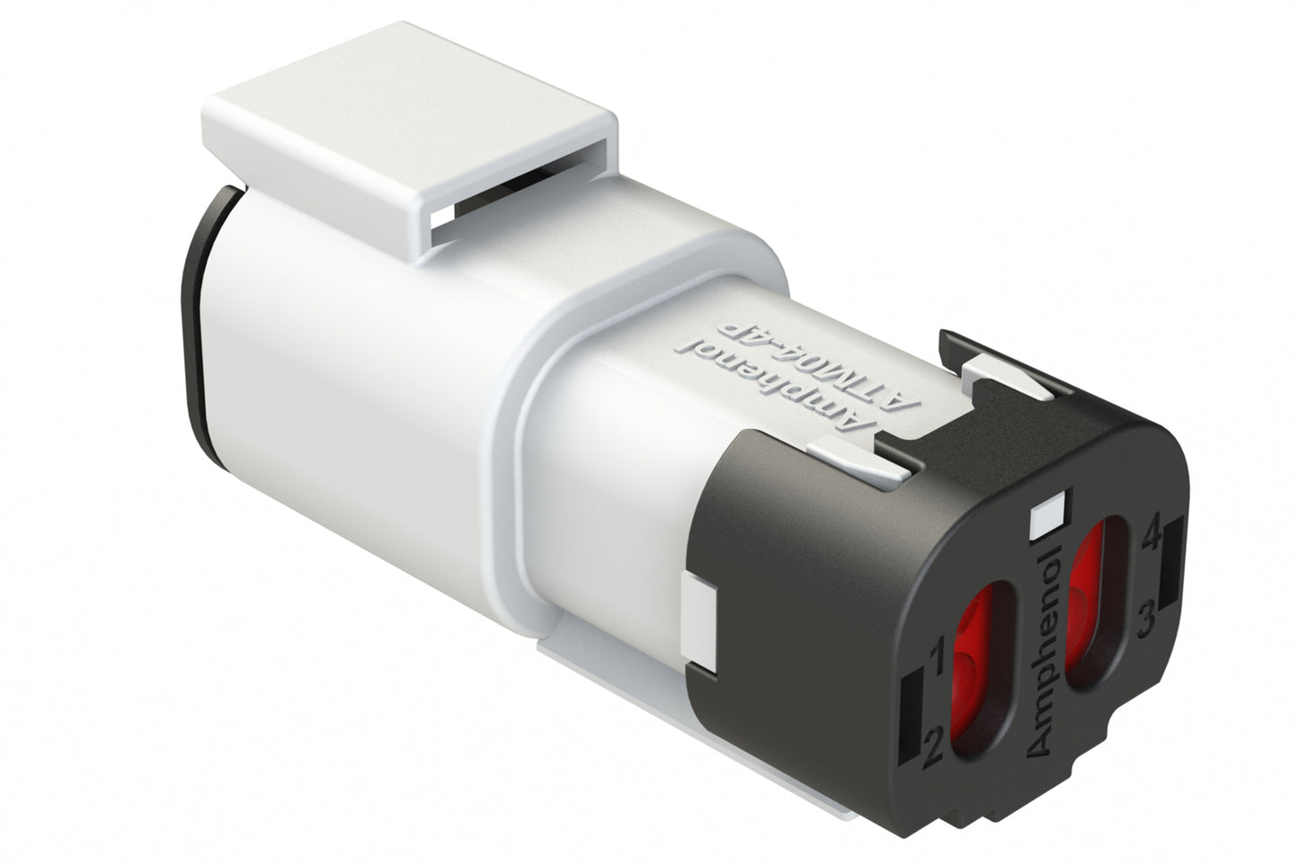 ATM04-4P-SF01WHT 4 Position Receptacle, Pin, Snap-Fit End Cap, White