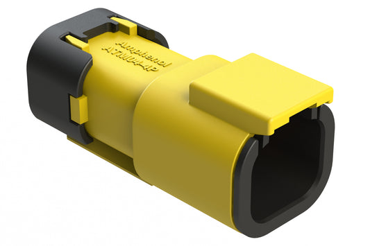 ATM04-4P-SF01YEL 4 Position Receptacle, Pin, Snap-Fit End Cap, Yellow