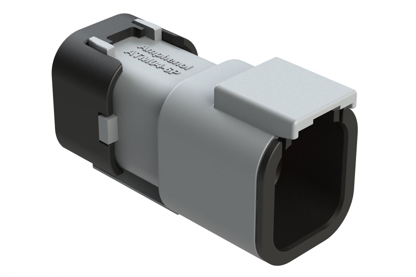 ATM04-6P-SF01 6 Position Receptacle, Pin, Snap-Fit End Cap, Grey. DTM04-6P-E003