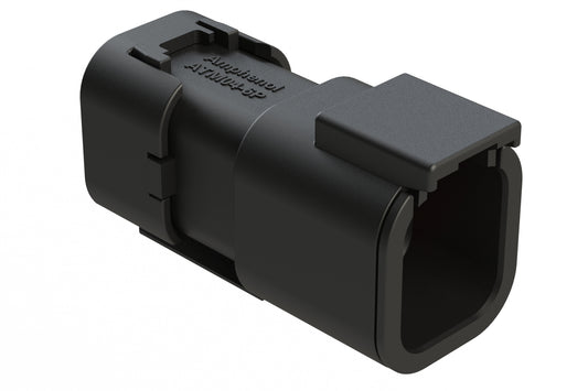 ATM04-6P-SF01BLK 6 Position Receptacle, Pin, Snap-Fit End Cap, Black. DTM04-6P-E005