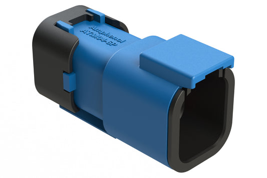ATM04-6P-SF01BLU 4 Position Receptacle, Pin, Snap-Fit End Cap, Blue