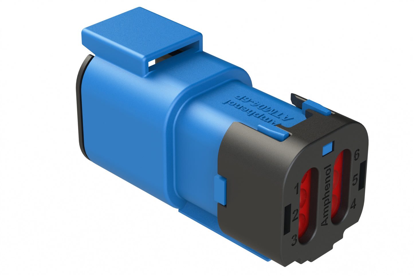 ATM04-6P-SF01BLU 4 Position Receptacle, Pin, Snap-Fit End Cap, Blue