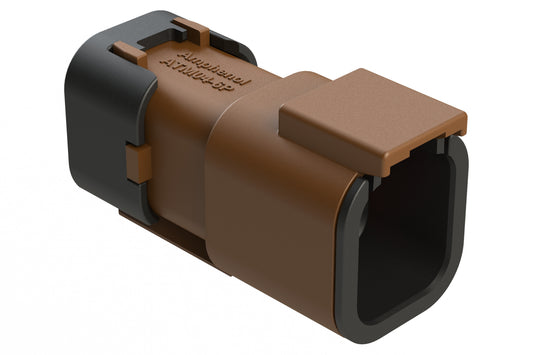 ATM04-6P-SF01BRN 4 Position Receptacle, Pin, Snap-Fit End Cap, Brown
