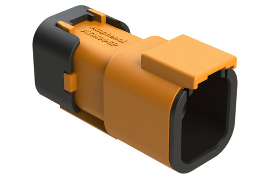 ATM04-6P-SF01ORG 4 Position Receptacle, Pin, Snap-Fit End Cap, Orange