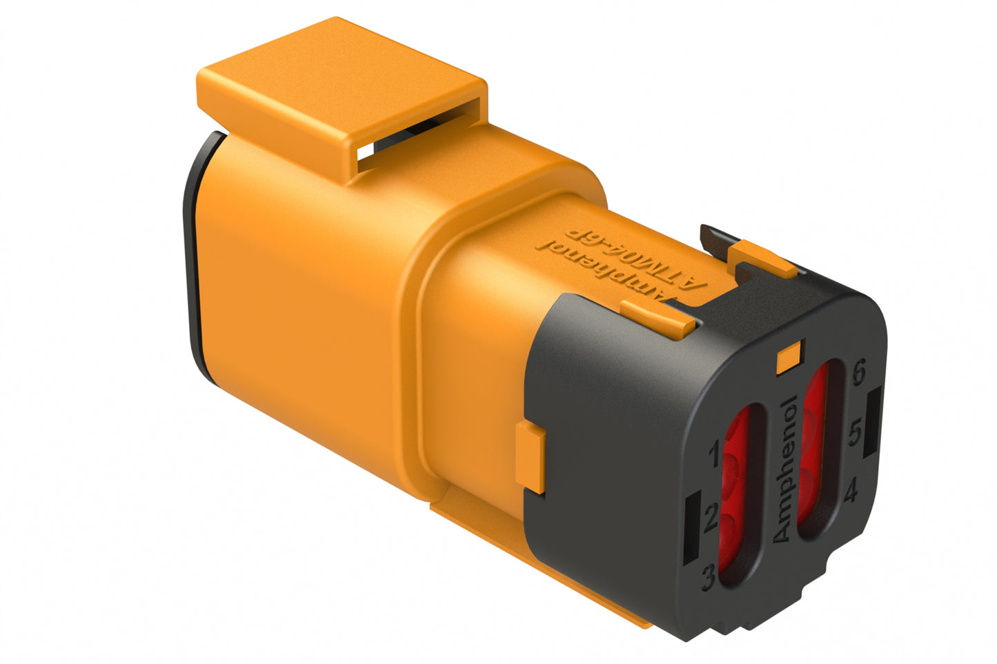 ATM04-6P-SF01ORG 4 Position Receptacle, Pin, Snap-Fit End Cap, Orange