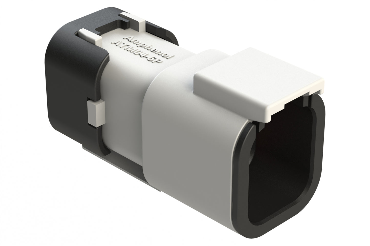 ATM04-6P-SF01WHT 4 Position Receptacle, Pin, Snap-Fit End Cap, White