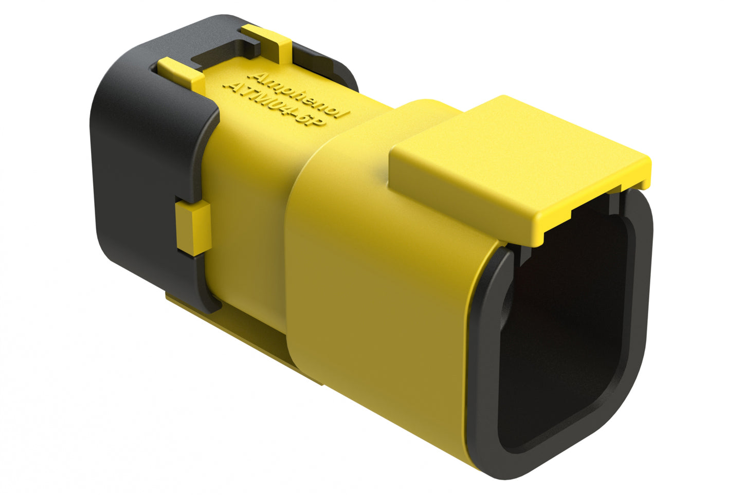 ATM04-6P-SF01YEL 4 Position Receptacle, Pin, Snap-Fit End Cap, Yellow