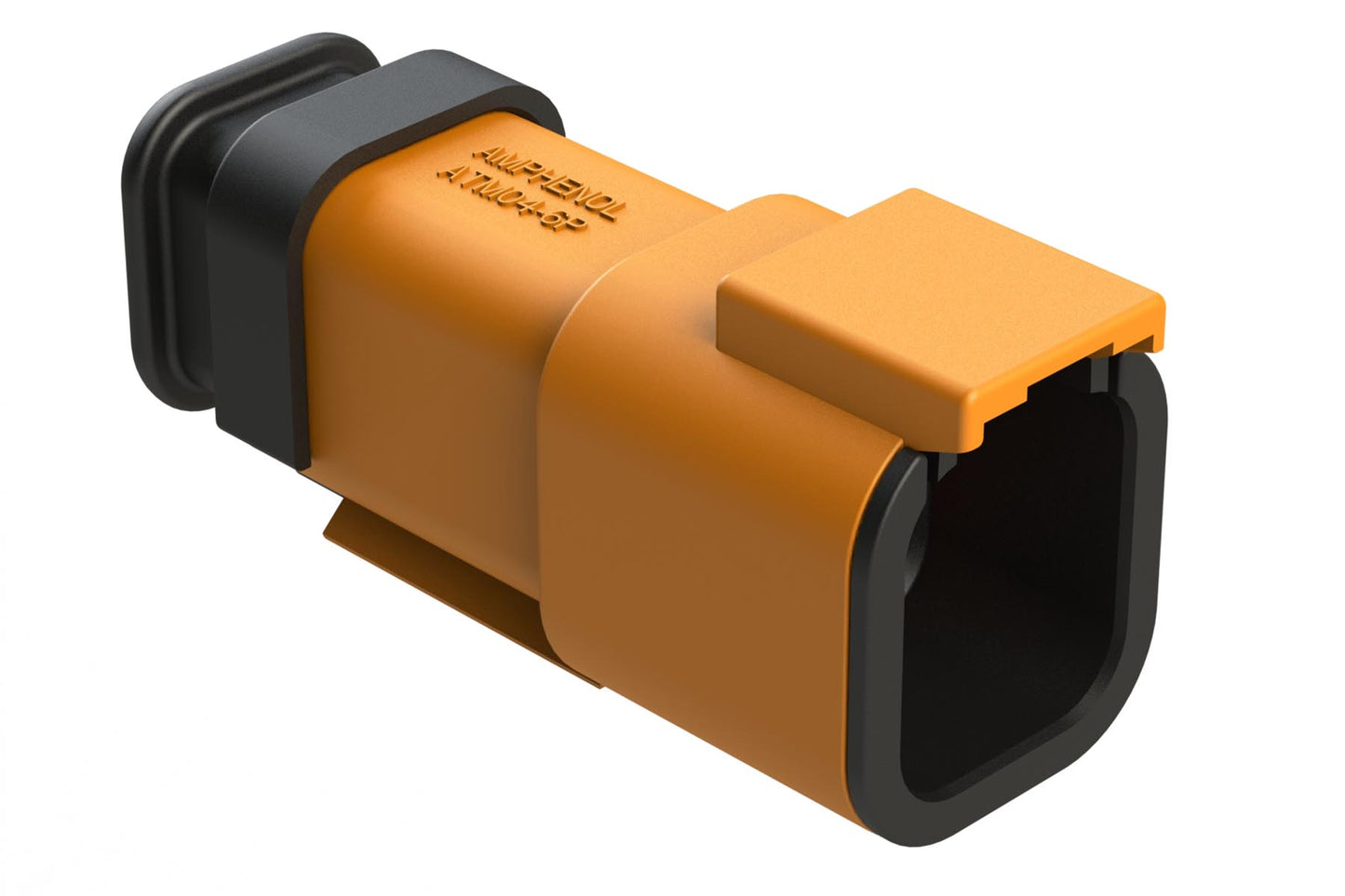 ATM04-6P-SR01OR 6 Position, Receptacle, Pin, Standard Diameter Rear Seal (Red), SR01 Strain Relief, Orange Body (Requires Wedgelock AWM-6P.)