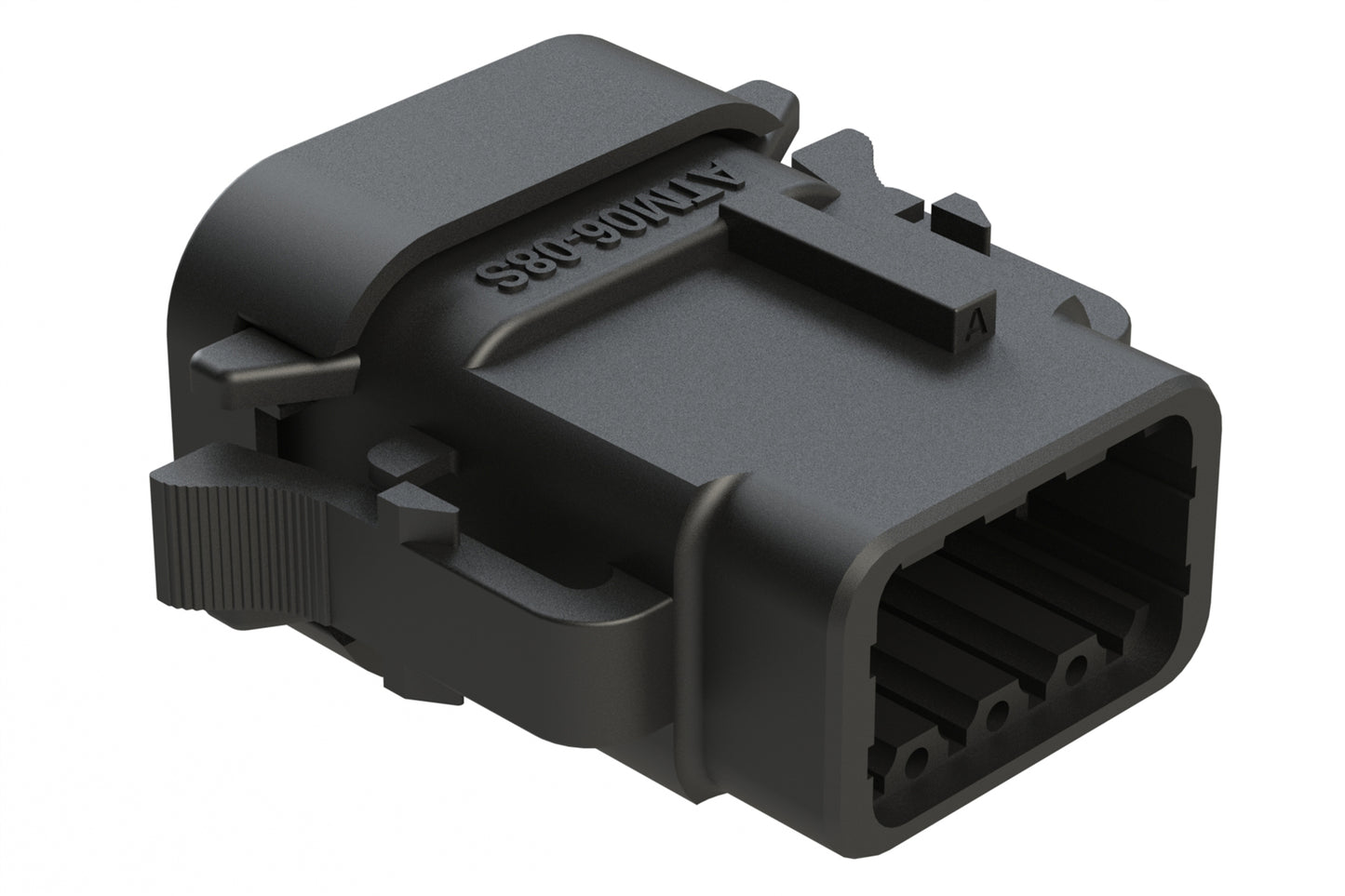 ATM06-08SA-SF1BK 8 Position Plug, Socket, Keyed A, Snap-Fit End Cap, Black