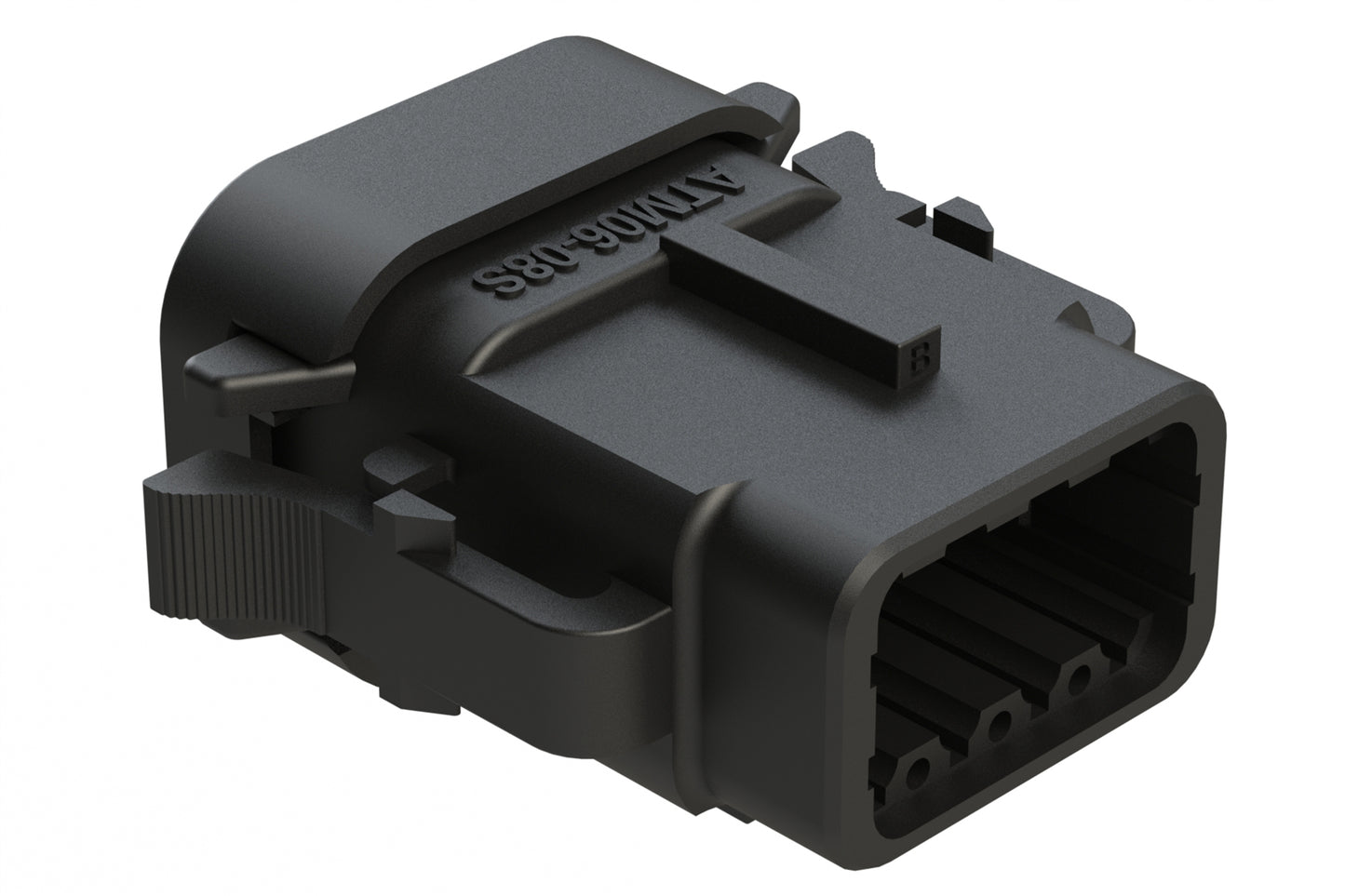 ATM06-08SB-SF1BK 8 Position Plug, Socket, Keyed B, Snap-Fit End Cap,Black