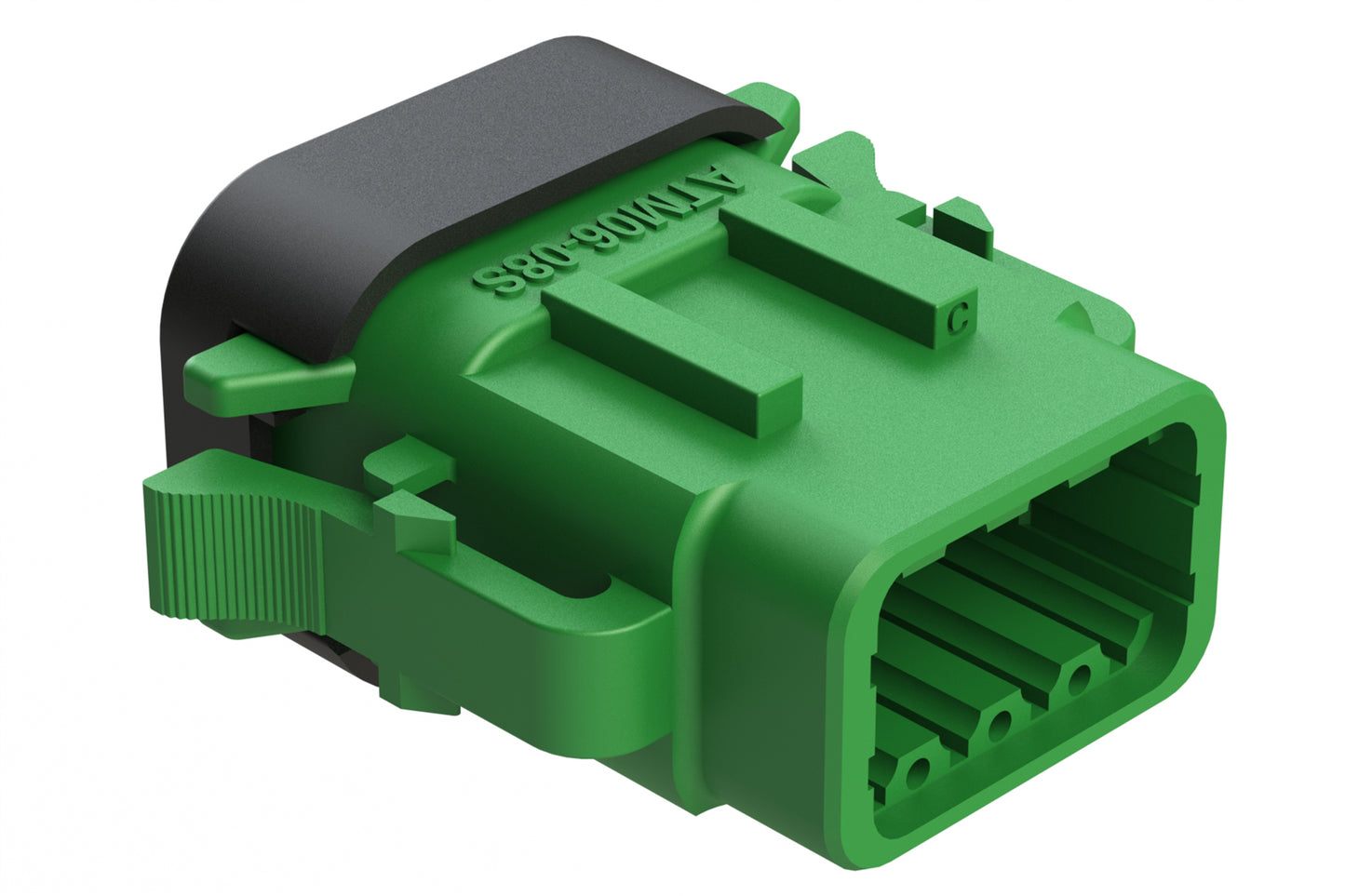 ATM06-08SC-SF1GN 8 Position Plug, Socket, Keyed C, Snap-Fit End Cap, Green