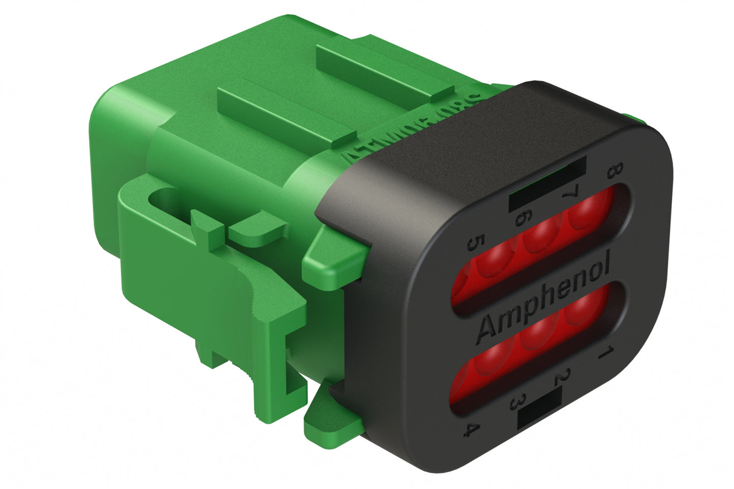 ATM06-08SC-SF1GN 8 Position Plug, Socket, Keyed C, Snap-Fit End Cap, Green