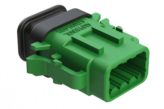 ATM06-08SC-SR1GN 8 Position, Plug, Socket, Standard Diameter Rear Seal (Red), SR01 Strain Relief, Keyed C, Green Body (Requires Wedgelock AWM-8S.). DTM06-08SC-E007