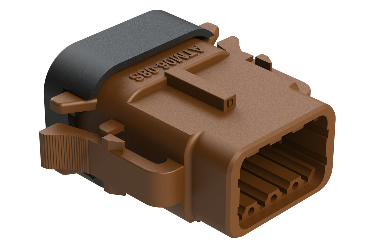 ATM06-08SD-SF1BN 8 Position Plug, Socket, Keyed D, Snap-Fit End Cap, Brown