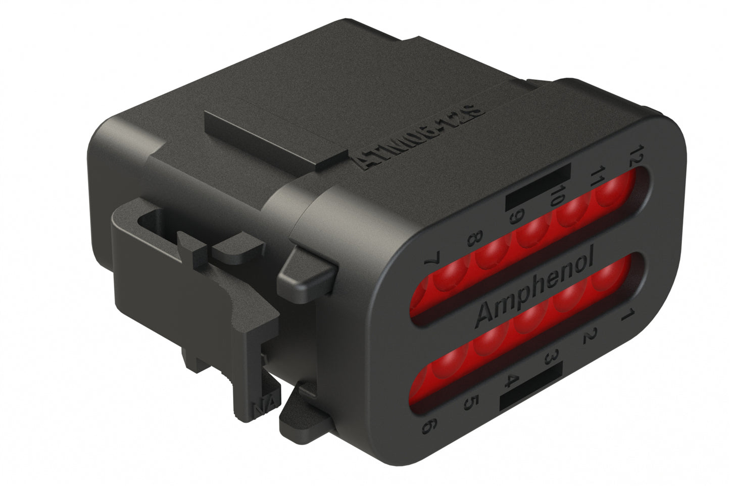 ATM06-12SA-SF1BK 12 Position Plug, Socket, Keyed A, Snap-Fit End Cap, Black