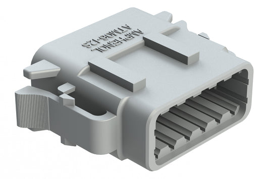 ATM06-12SA-SR1GY 12 Position, Plug, Socket, Standard Diameter Rear Seal (Red), SR01 Strain Relief, Keyed A, Grey Body (Requires Wedgelock AWM-12S.). DTM06-12SA