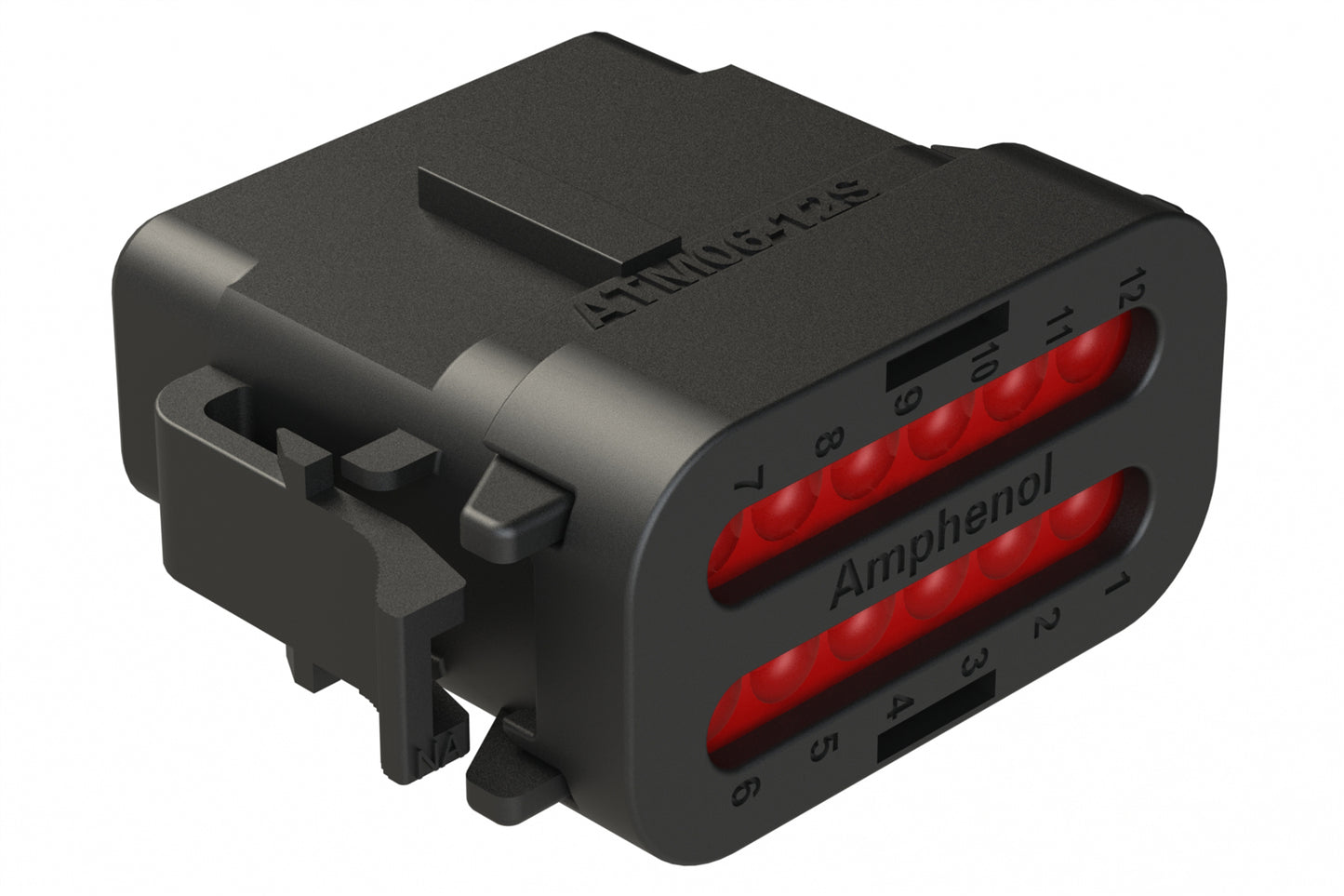 ATM06-12SB-SF1BK 12 Position Plug, Socket, Keyed B, Snap-Fit End Cap, Black. DTM06-12SB-E003