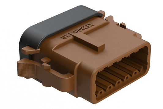 ATM06-12SD-SF1BN 12 Position Plug, Socket, Keyed D, Snap-Fit End Cap, Brown. DTM06-12SD-E003