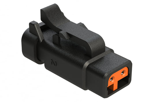 ATM06-2S-R120BLK 2-Way Plug, 120 OHM, 1/2W, Black, endcap. Contacts & Wedgelock included