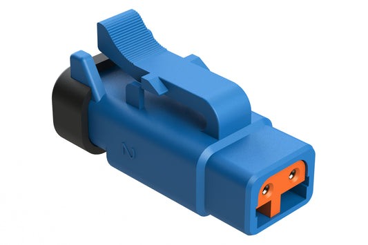 ATM06-2S-R120BLU 2-Way Plug, 120 OHM, 1/2W, Blue, endcap. Contacts & Wedgelock included