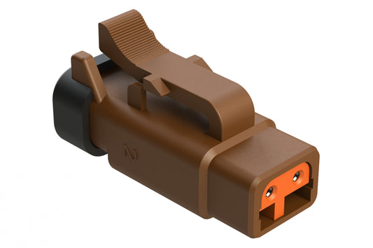ATM06-2S-R120BRN 2-Way Plug, 120 OHM, 1/2W, Brown, endcap. Contacts & Wedgelock included