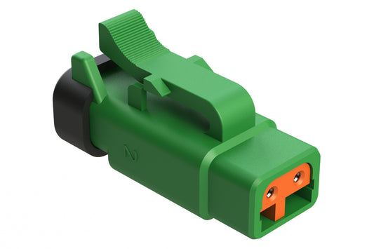 ATM06-2S-R120GRN 2-Way Plug, 120 OHM, 1/2W, Green, endcap. Contacts & Wedgelock included