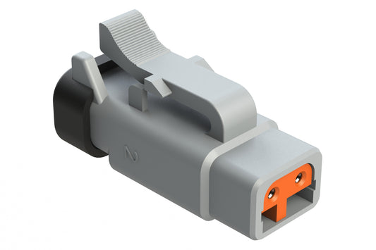 ATM06-2S-R120GRY 2-Way Plug, 120 OHM, 1/2W, Grey, endcap. Contacts & Wedgelock included. DTM06-2S-P006