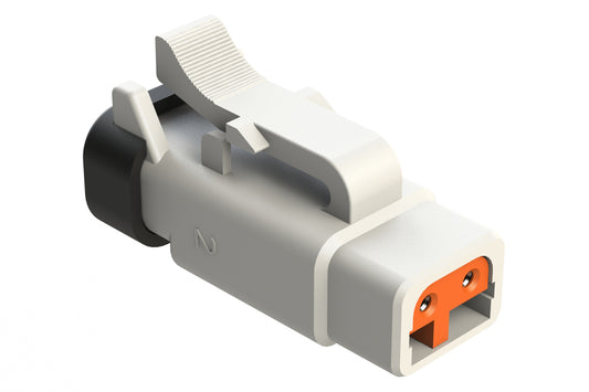 ATM06-2S-R120WHT 2-Way Plug, 120 OHM, 1/2W, White, endcap. Contacts & Wedgelock included