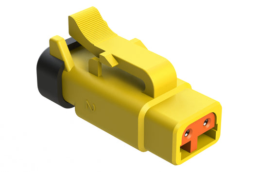 ATM06-2S-R120YEL 2-Way Plug, 120 OHM, 1/2W, Yellow, endcap. Contacts & Wedgelock included