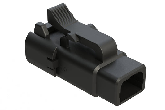 ATM06-2S-SF01BLK 2 Position Plug, Socket, Snap-Fit End Cap, Black. DTM06-2S-E005