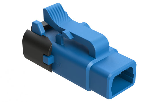 ATM06-2S-SF01BLU 2 Position Plug, Socket, Snap-Fit End Cap, Blue