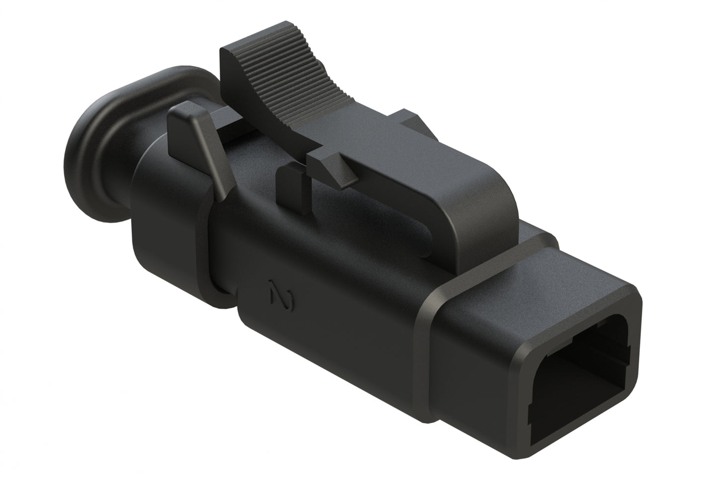 ATM06-2S-SR01BK 2 Position, Plug, Socket, Standard Diameter Rear Seal (Red), SR01 Strain Relief, Black Body (Requires Wedgelock AWM-2S.). DTM06-2S-EE03