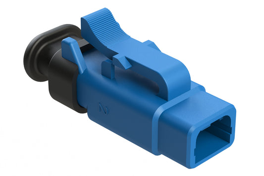 ATM06-2S-SR01BL 2 Position, Plug, Socket, Standard Diameter Rear Seal (Red), SR01 Strain Relief, Blue Body (Requires Wedgelock AWM-2S.)