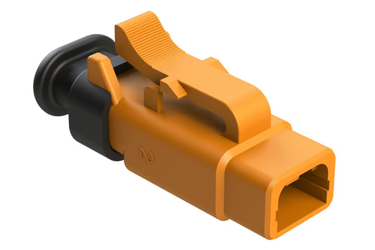 ATM06-2S-SR01OR 2 Position, Plug, Socket, Standard Diameter Rear Seal (Red), SR01 Strain Relief, Orange Body (Requires Wedgelock AWM-2S.)