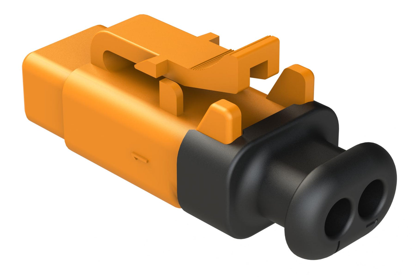ATM06-2S-SR01OR 2 Position, Plug, Socket, Standard Diameter Rear Seal (Red), SR01 Strain Relief, Orange Body (Requires Wedgelock AWM-2S.)